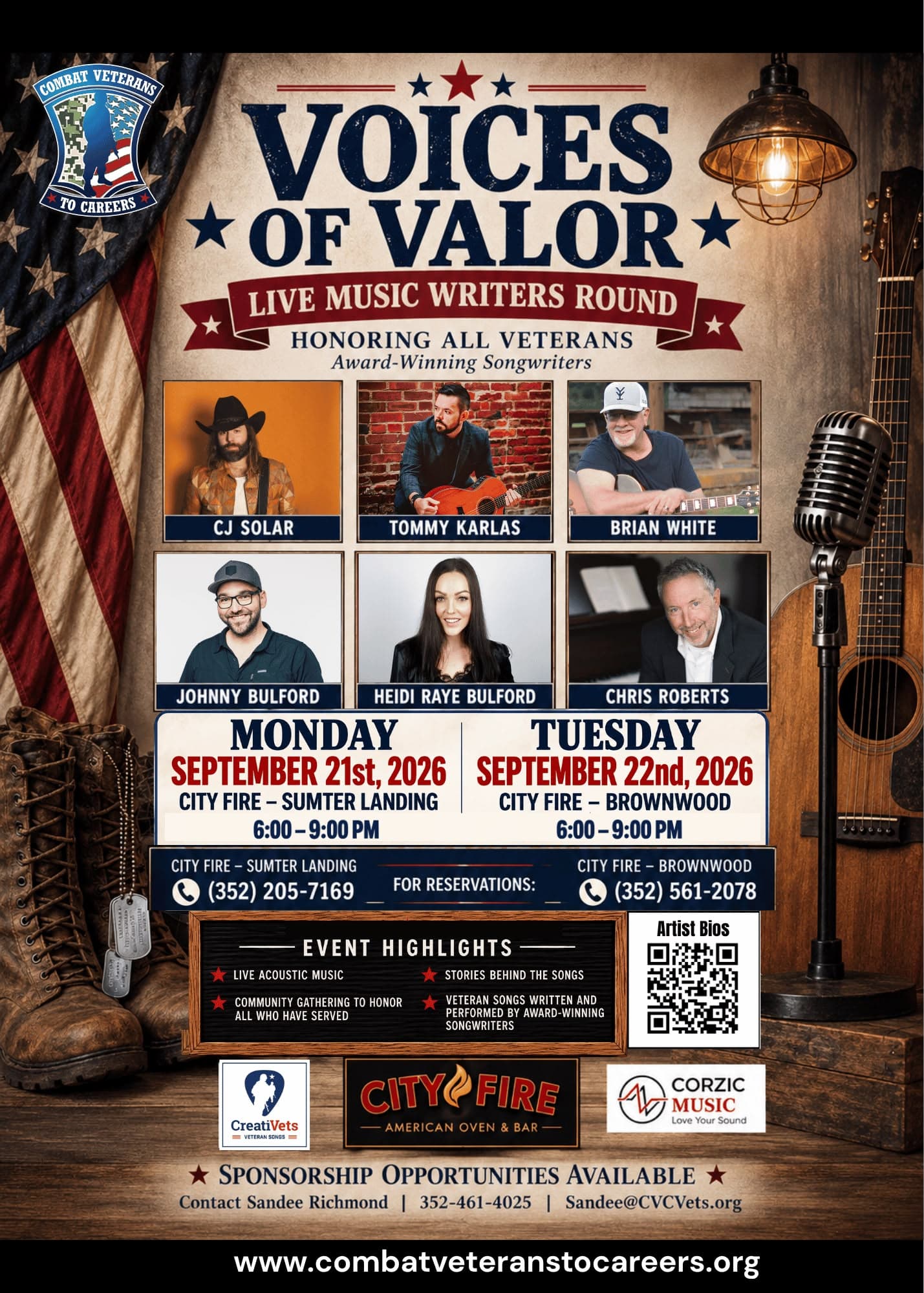 Voices of Valor — Live Music Writers Round · supporting Combat Veterans to Careers
